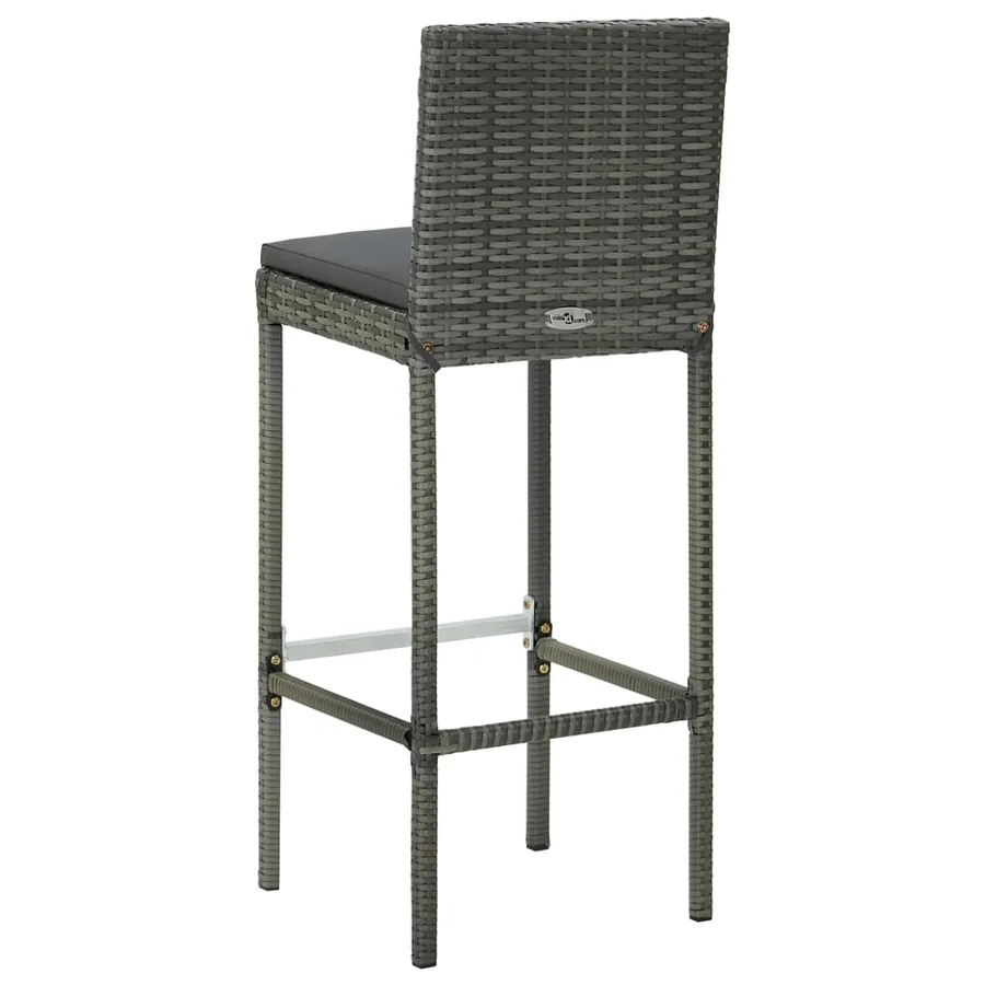 Ensemble de bar d'extérieur 5 pcs coussins Résine tressée Gris - 7