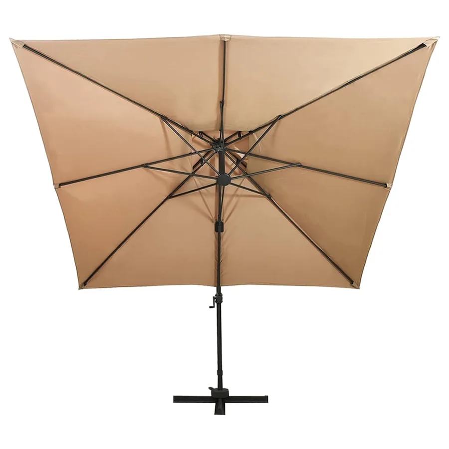 Parasol de jardin déporté avec double plateau 300 x 300 cm Taupe - 3