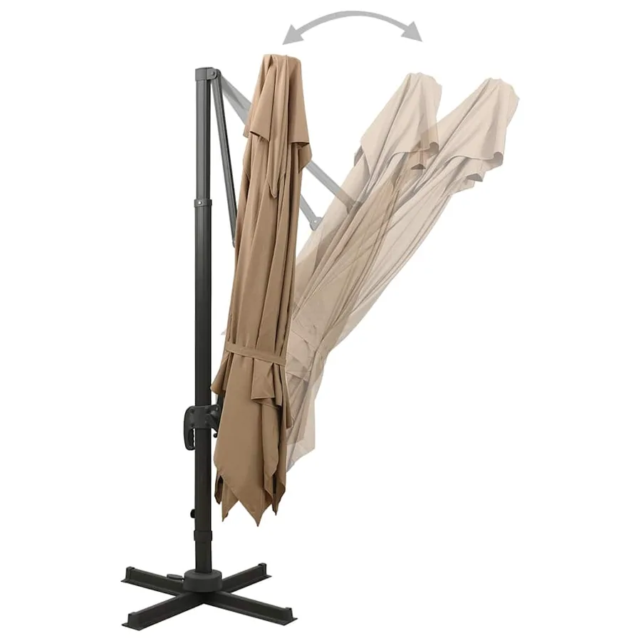 Parasol de jardin déporté avec double plateau 300 x 300 cm Taupe - 5