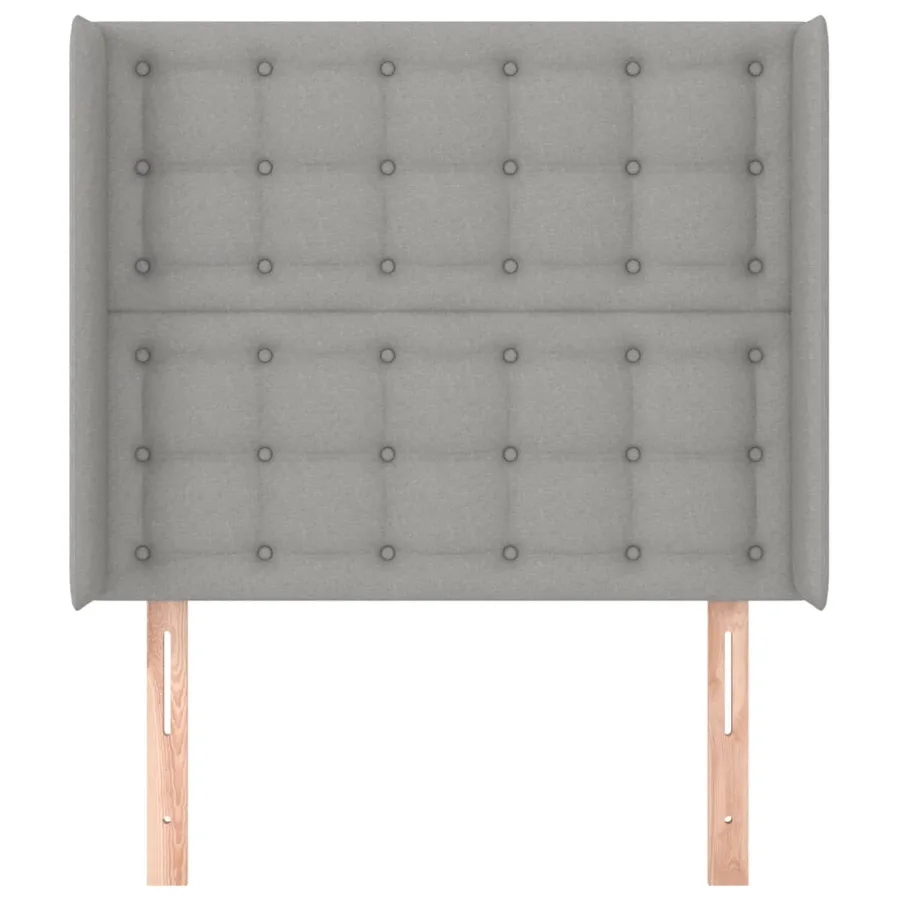 Tête de lit avec oreilles Gris clair 103x16x118/128 cm Tissu - 3