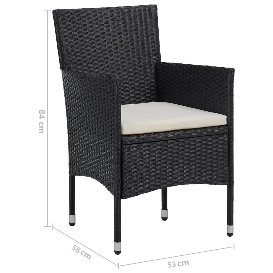 Ensemble à manger de jardin 5 pcs Noir Résine tressée et acacia - 12