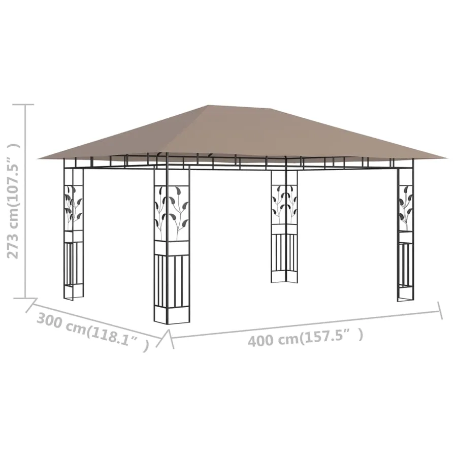 Belvédère avec moustiquaire 4x3x2,73 m Taupe 180 g/m² - 6