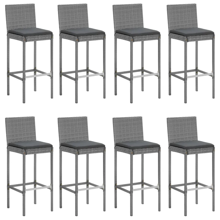 Ensemble de bar de jardin 9 pcs avec coussins gris poly rotin - 4