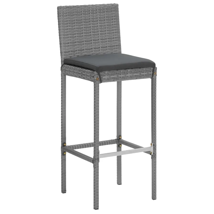 Ensemble de bar de jardin 9 pcs avec coussins gris poly rotin - 5