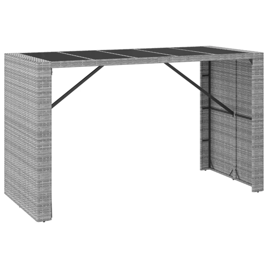 Ensemble de bar de jardin 9 pcs avec coussins gris poly rotin - 6