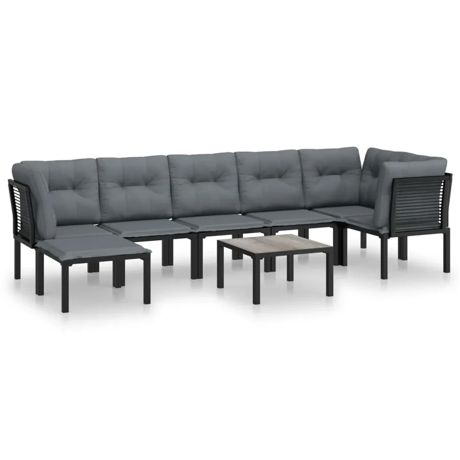 Salon de jardin 8 pcs noir et gris résine tressée - 2