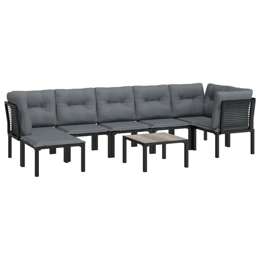 Salon de jardin 8 pcs noir et gris résine tressée - 3