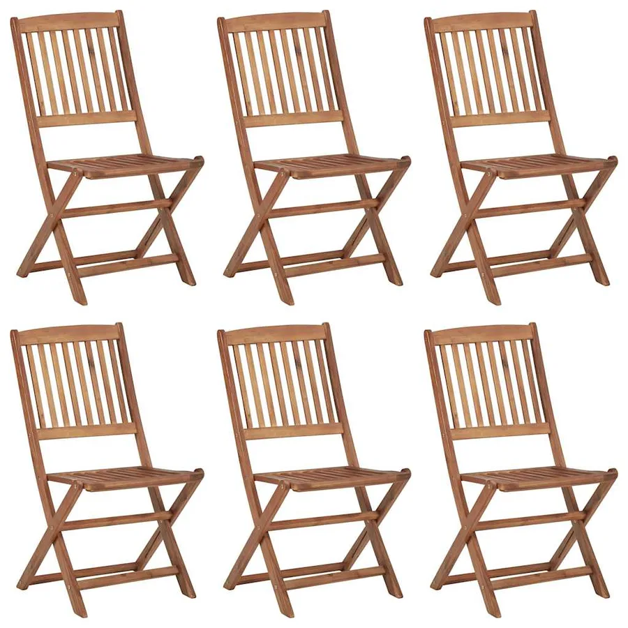 Chaises pliables de jardin lot de 6 avec coussins Bois d'acacia - 2