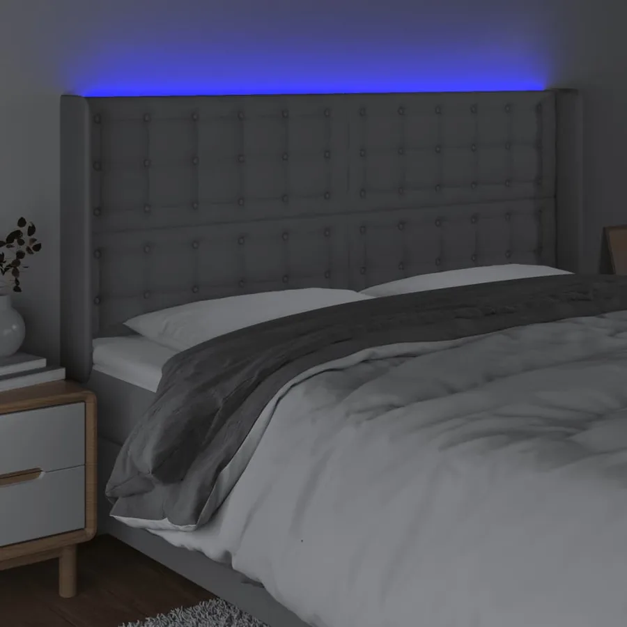 Tête de lit à LED Gris clair 203x16x118/128 cm Tissu - 4