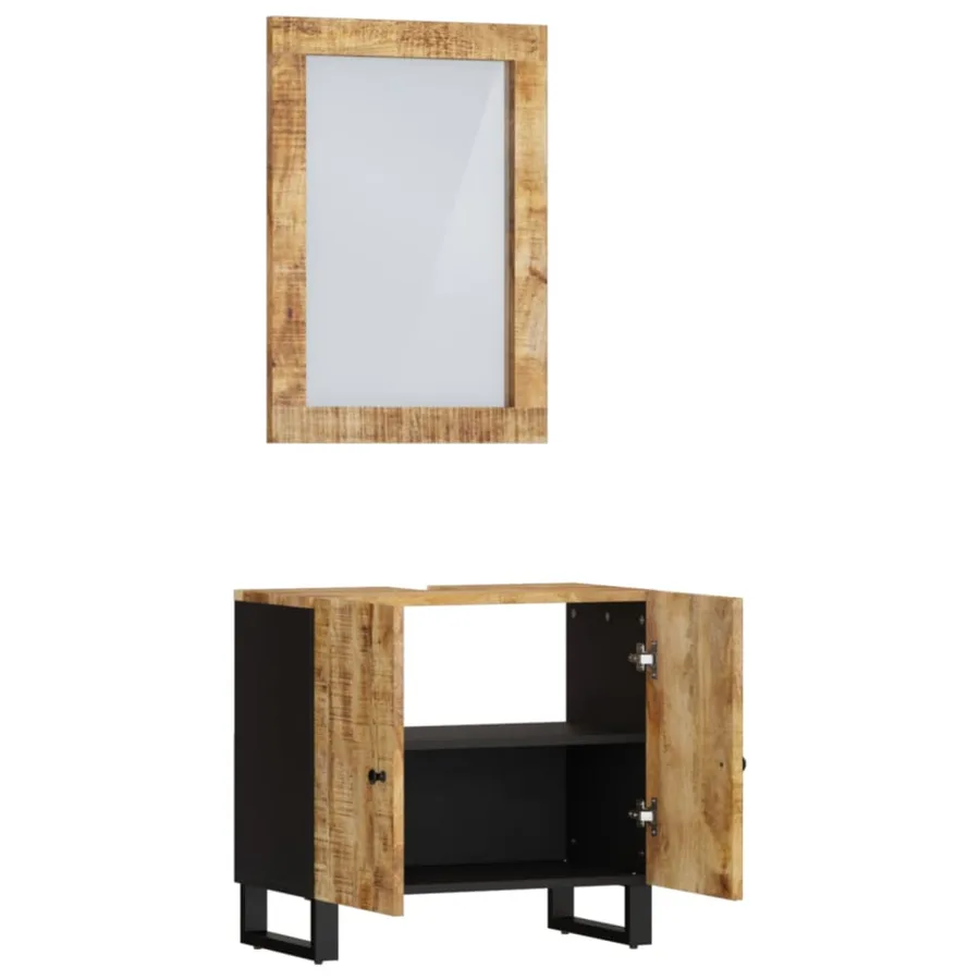 Ensemble de meubles salle de bain 2 pcs bois de manguier massif - 3