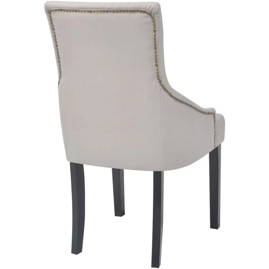 Chaises à manger lot de 4 gris crème tissu - 5