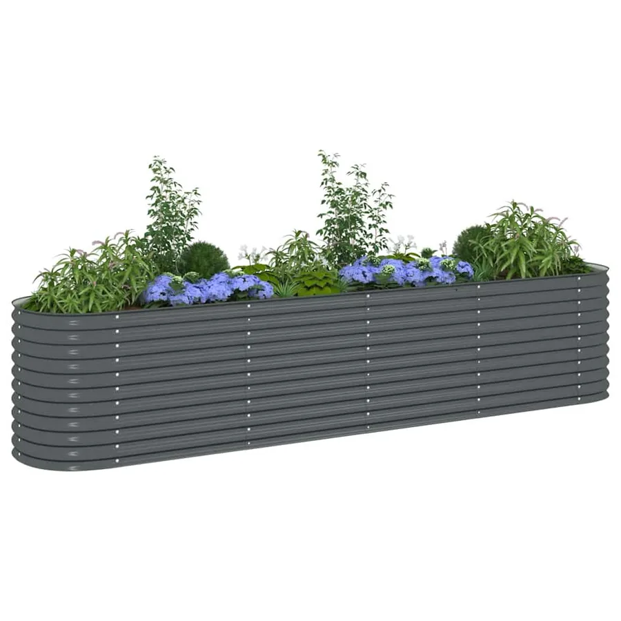 Lit surélevé de jardin 400x80x81 cm Acier galvanisé Gris - 4