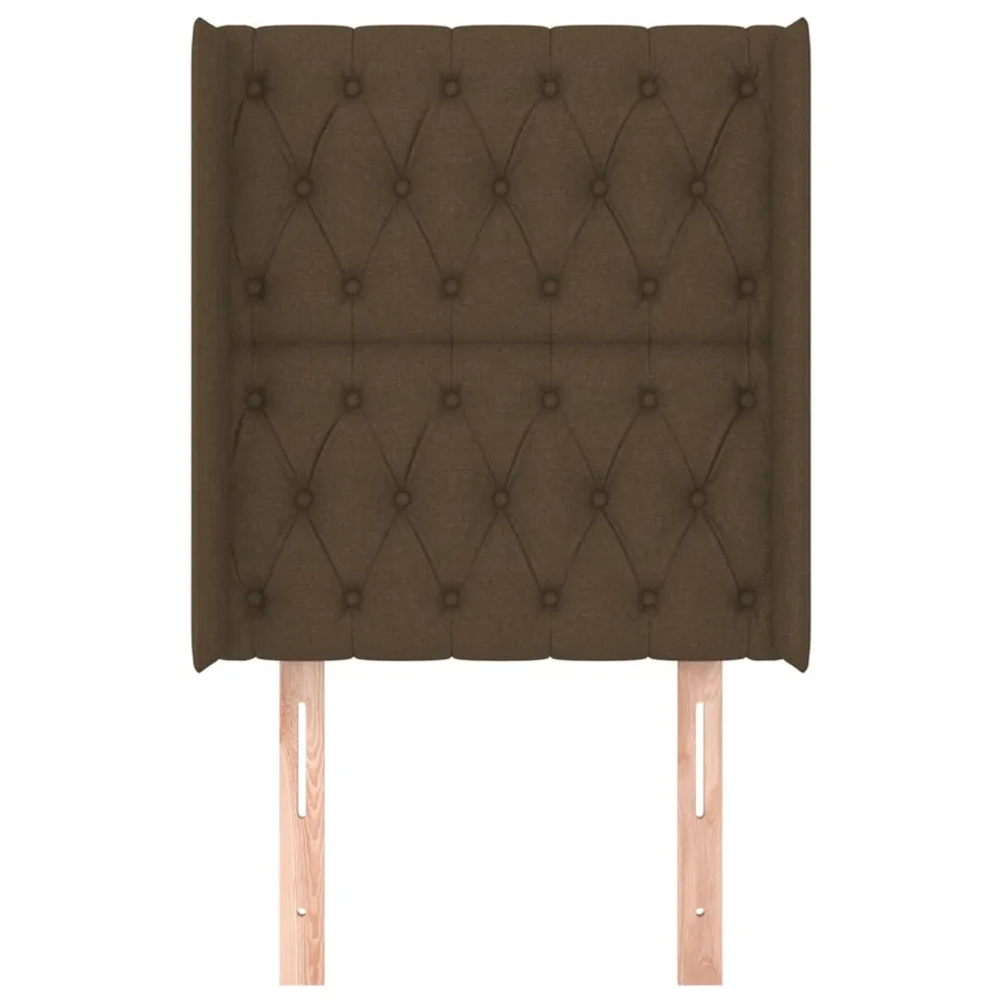 Tête de lit avec oreilles Marron foncé 83x16x118/128 cm Tissu - 3