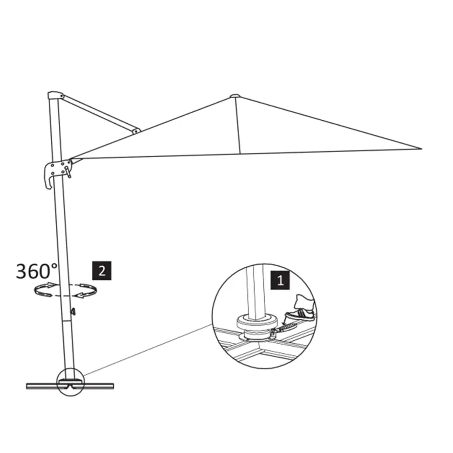 Parasol de jardin avec base portable taupe - 13