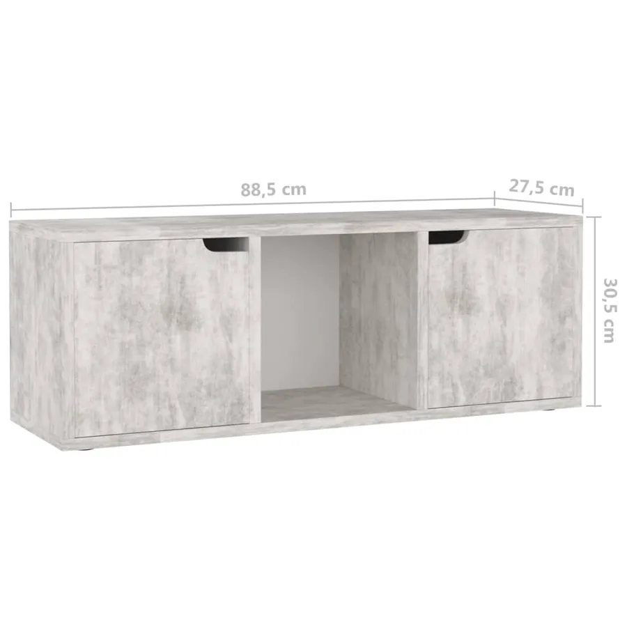 Meuble TV Béton 88,5x27,5x30,5 cm Bois d’ingénierie - 10