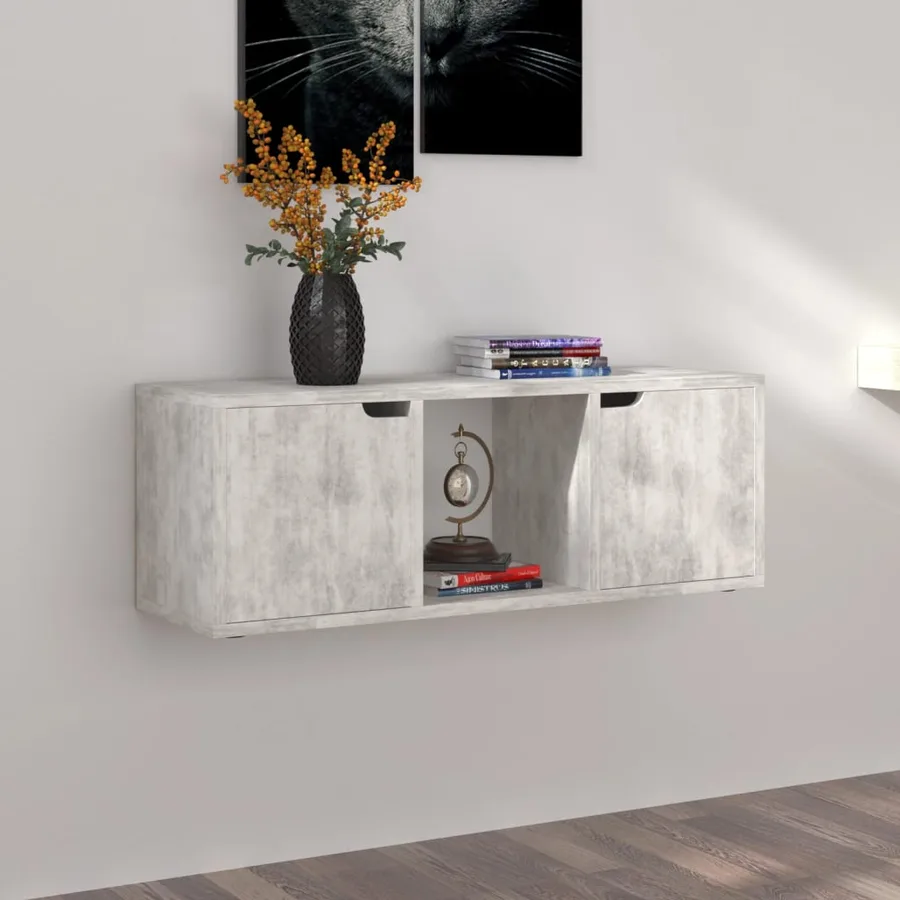 Meuble TV Béton 88,5x27,5x30,5 cm Bois d’ingénierie - 3