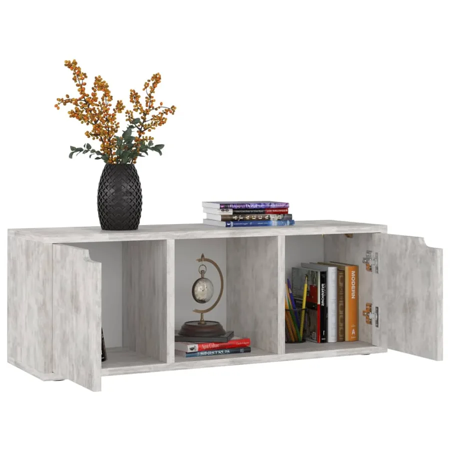 Meuble TV Béton 88,5x27,5x30,5 cm Bois d’ingénierie - 5