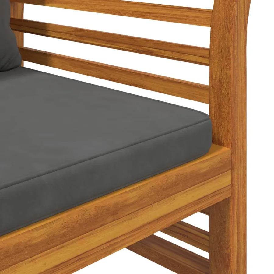 Banc de canapé avec coussins gris foncé Bois d'acacia solide - 7