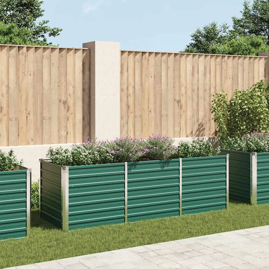 Lit surélevé de jardin Acier galvanisé 240x80x77 cm Vert
