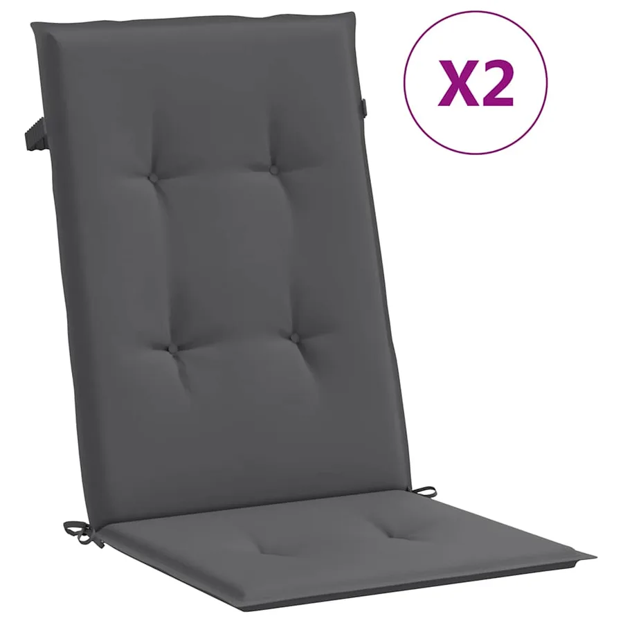 Coussins de chaise de jardin à dossier haut lot de 2 anthracite - 2