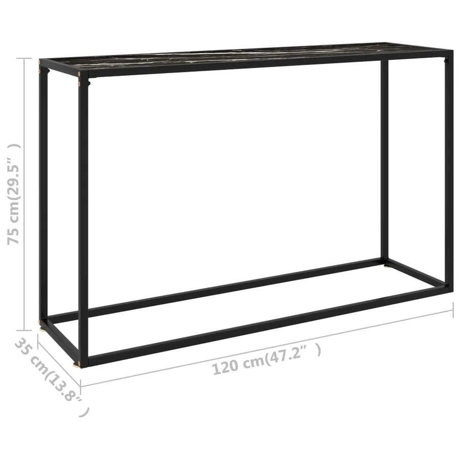 Table console Noir 120x35x75 cm Verre trempé - 6