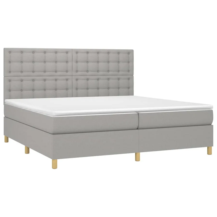 Sommier à lattes de lit matelas et LED Gris clair 200x200 cm - 3