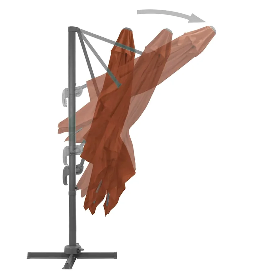 Parasol de jardin déporté avec mât en aluminium Terre cuite 400 x 300 cm - 5