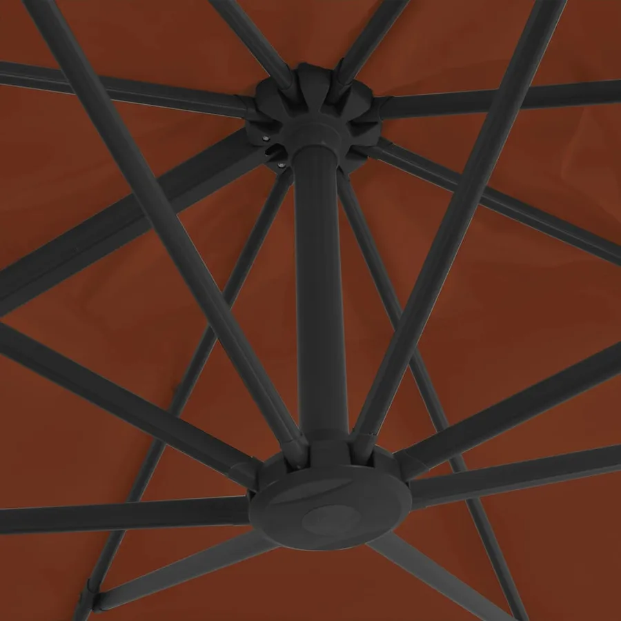 Parasol de jardin déporté avec mât en aluminium Terre cuite 400 x 300 cm - 6