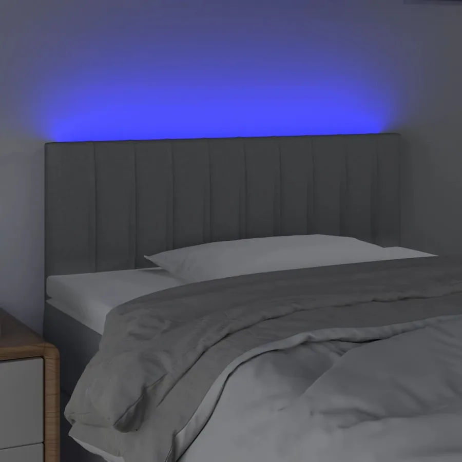 Tête de lit à LED Gris clair 100x5x78/88 cm Tissu - 3