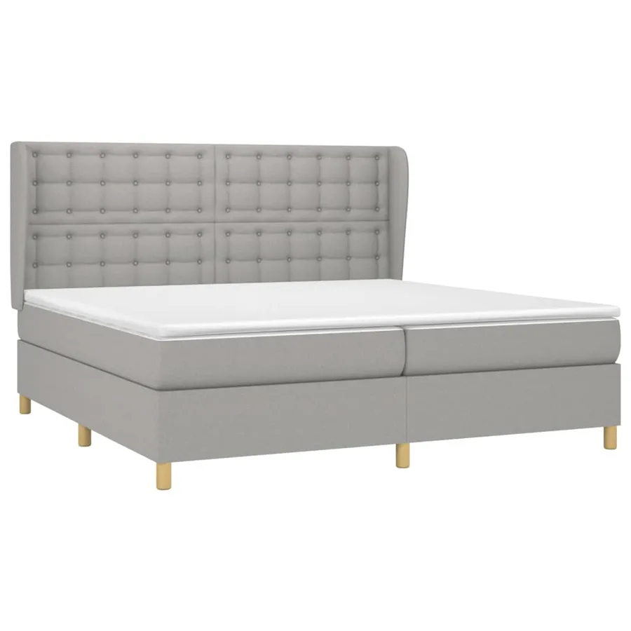 Sommier à lattes de lit avec matelas Gris clair 200x200cm Tissu - 3