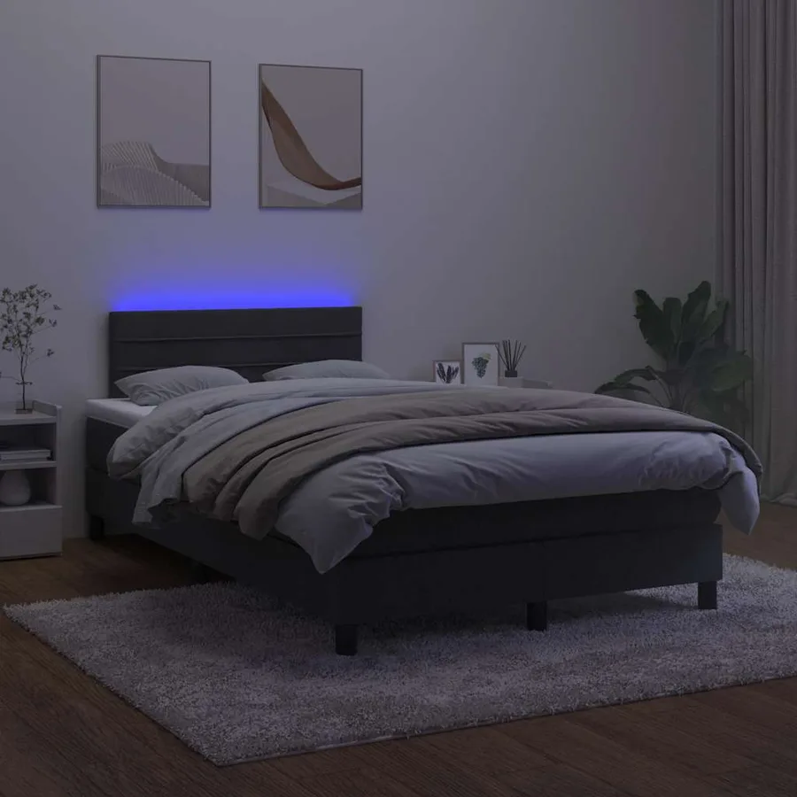 Sommier à lattes de lit avec matelas et LED Noir 120x200 cm - 4