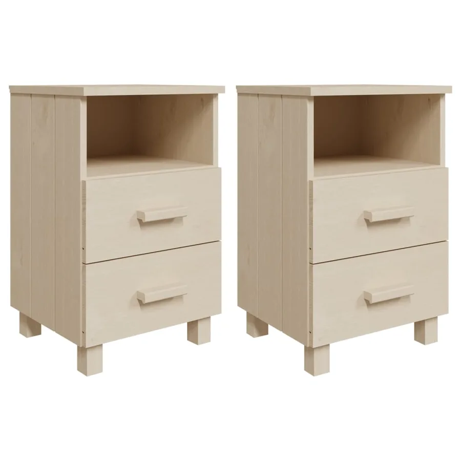 Tables de chevet HAMAR 2 pcs Marron miel 40x35x62cm Bois massif - 2