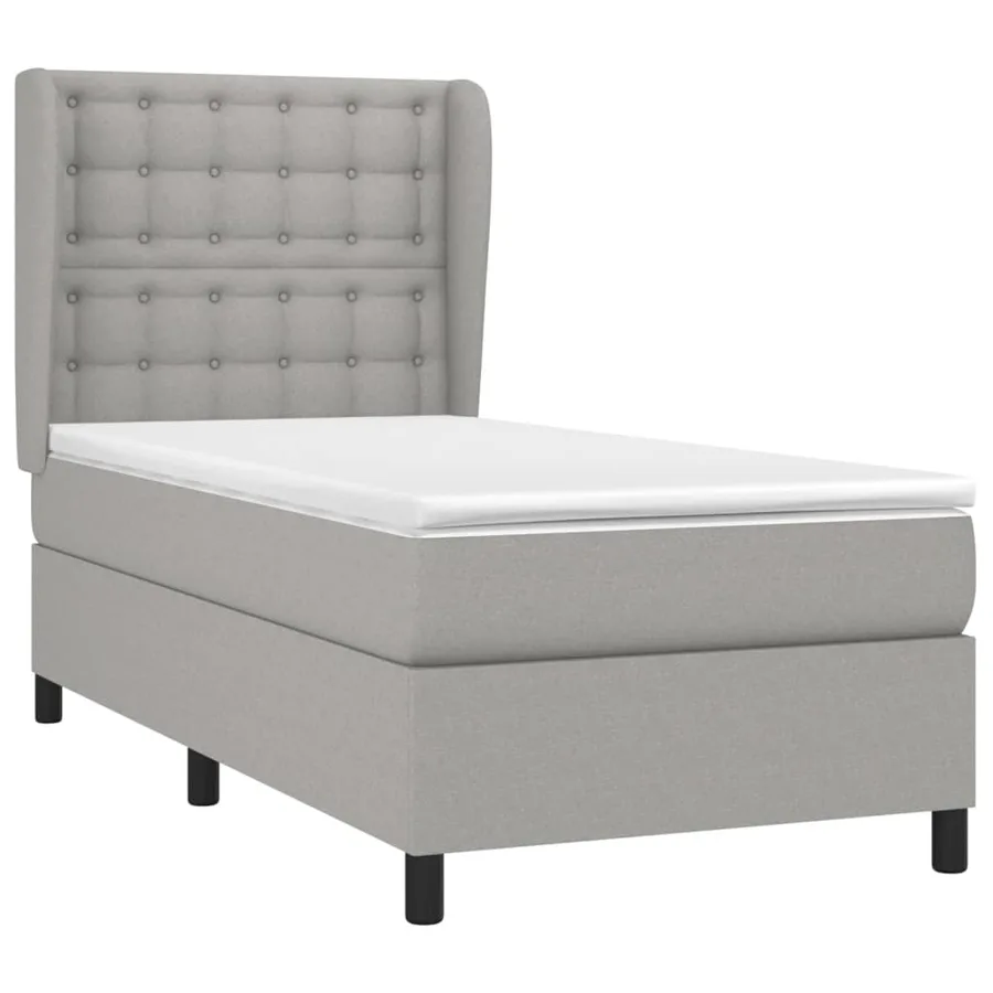 Sommier à lattes de lit avec matelas Gris clair 100x200cm Tissu - 3