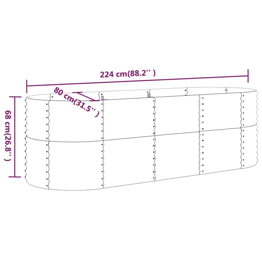 Lit surélevé de jardin Acier galvanisé 224x80x68 cm gris - 6