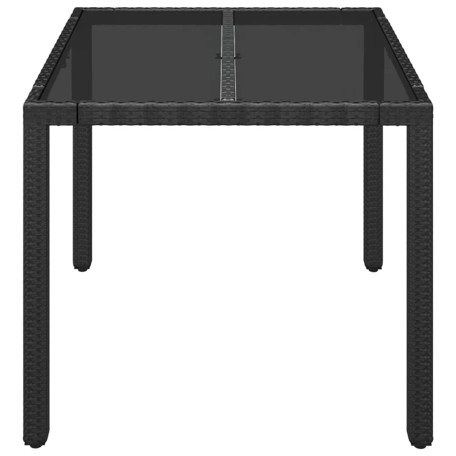 Table de jardin dessus en verre Noir 90x90x75 cm Résine tressée - 3