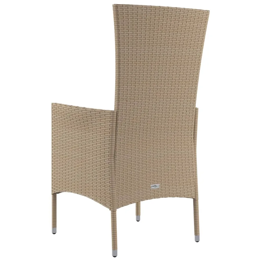 Chaises de jardin avec coussins lot de 4 Résine tressée Beige - 7