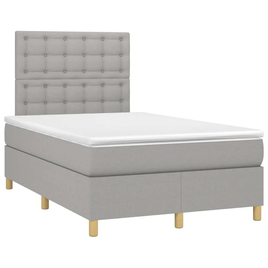 Sommier à lattes de lit matelas et LED Gris clair 120x200 cm - 3
