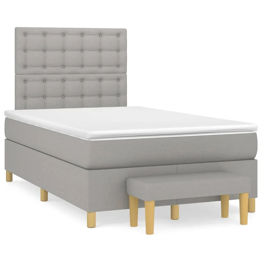 Sommier à lattes de lit avec matelas Gris clair 120x200cm Tissu - 2
