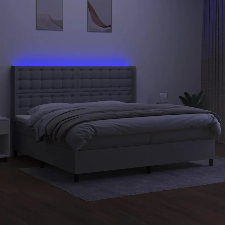Sommier à lattes de lit matelas LED Gris clair 200x200 cm Tissu - 3