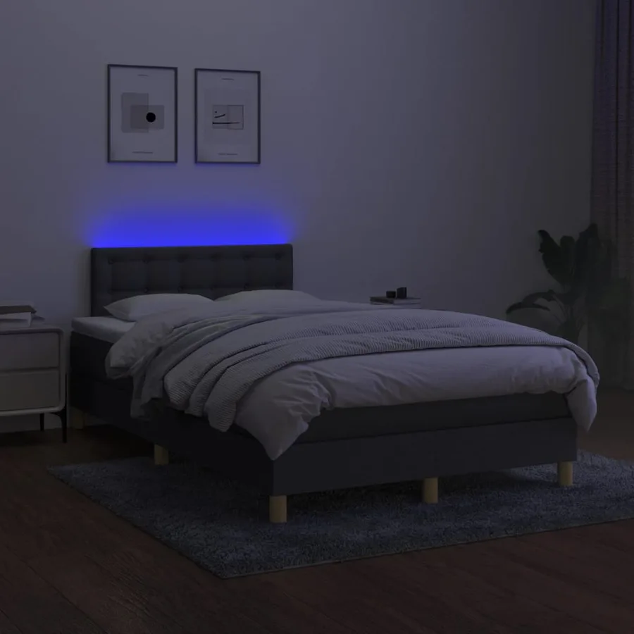 Sommier à lattes de lit et matelas et LED Gris foncé 120x200 cm - 4