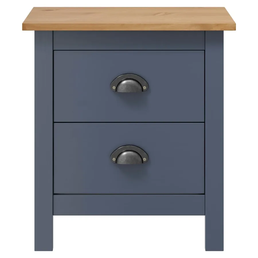 Tables de chevet Hill 2 pcs Gris 46x35x49,5 cm Bois de pin - 3
