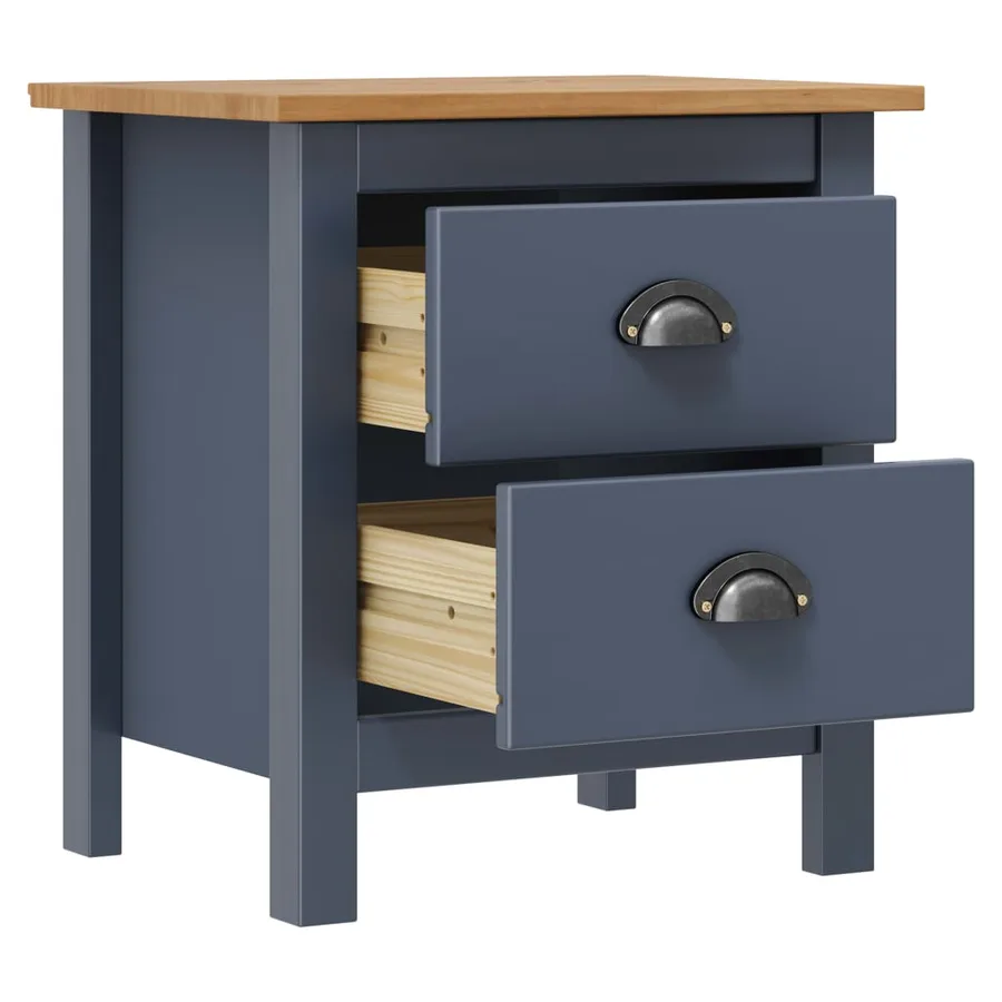 Tables de chevet Hill 2 pcs Gris 46x35x49,5 cm Bois de pin - 4