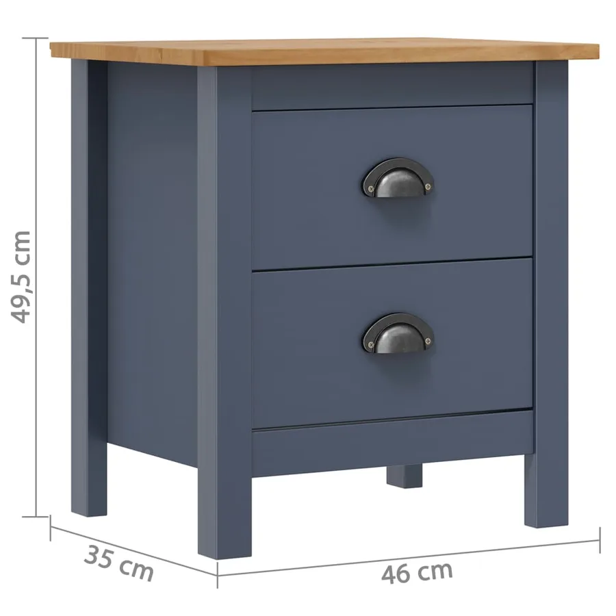 Tables de chevet Hill 2 pcs Gris 46x35x49,5 cm Bois de pin - 5