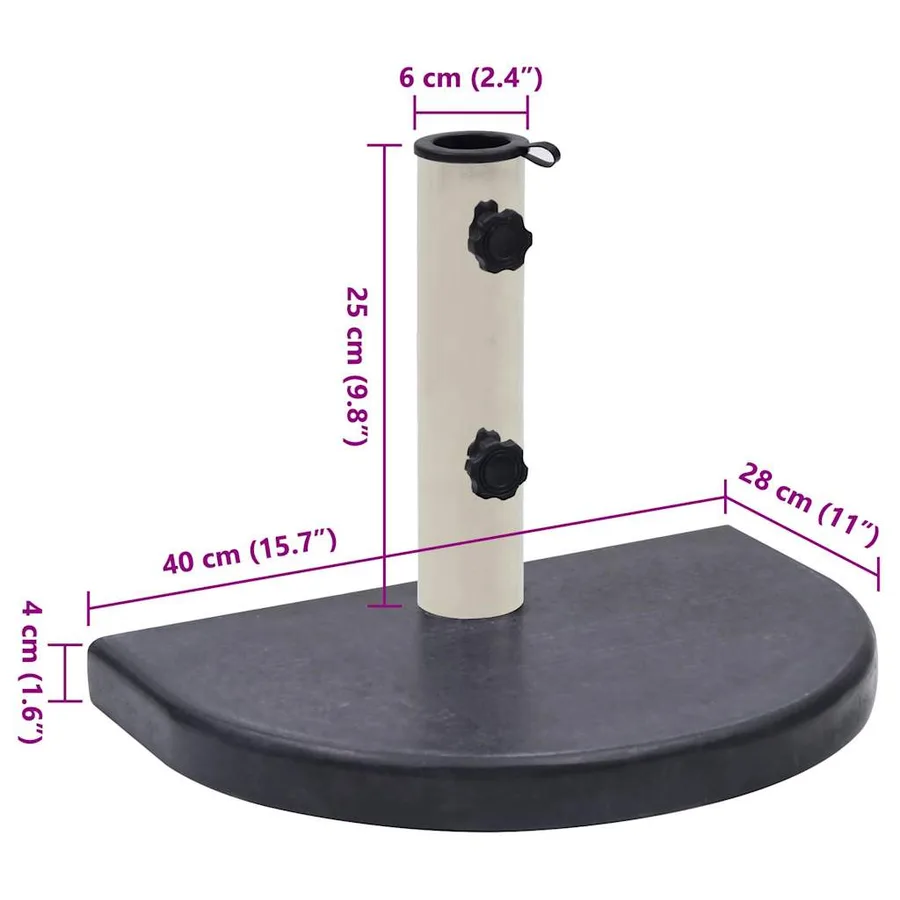 Socle de parasol Noir 40x28x4 cm Granite - 7