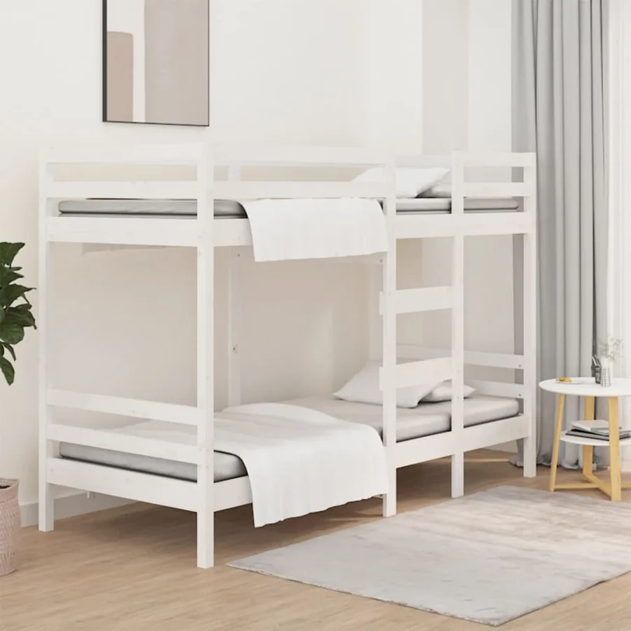 Lit superposé sans matelas blanc 90x200 cm bois de pin massif