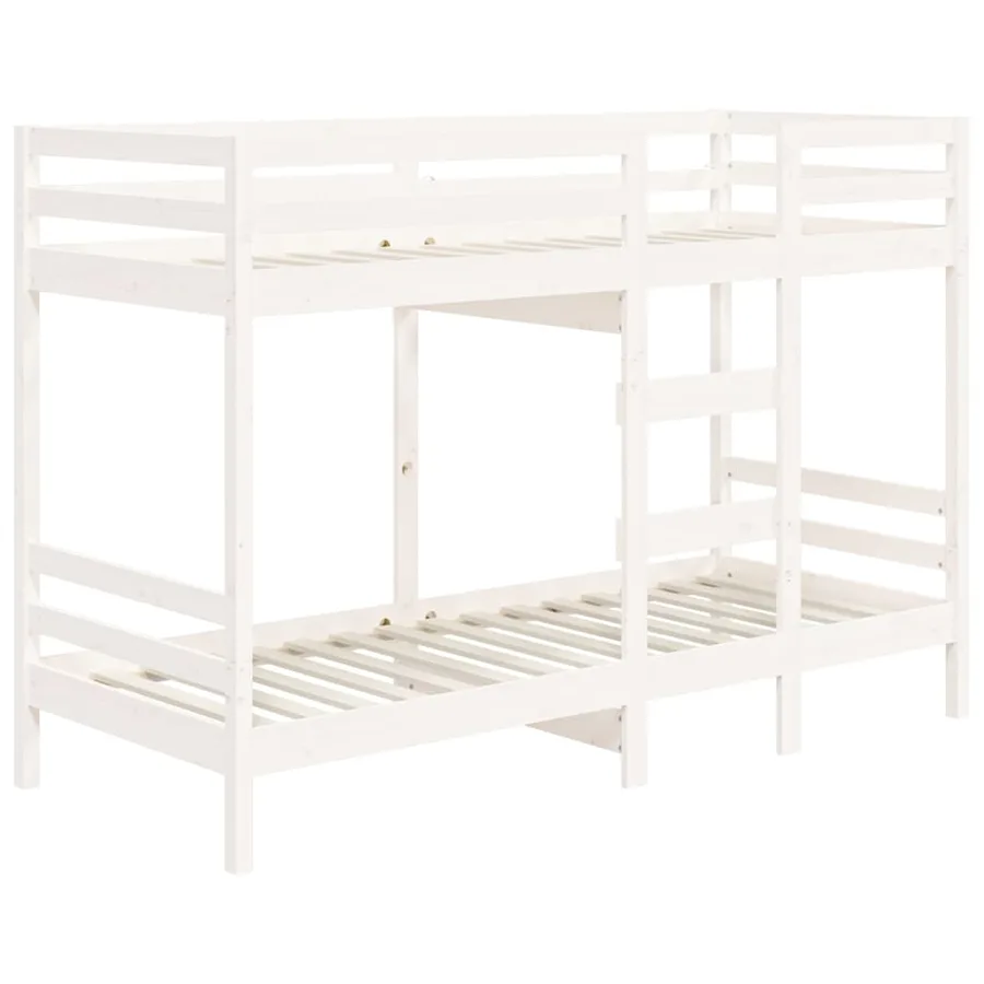 Lit superposé sans matelas blanc 90x200 cm bois de pin massif - 4