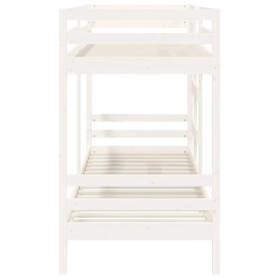 Lit superposé sans matelas blanc 90x200 cm bois de pin massif - 6