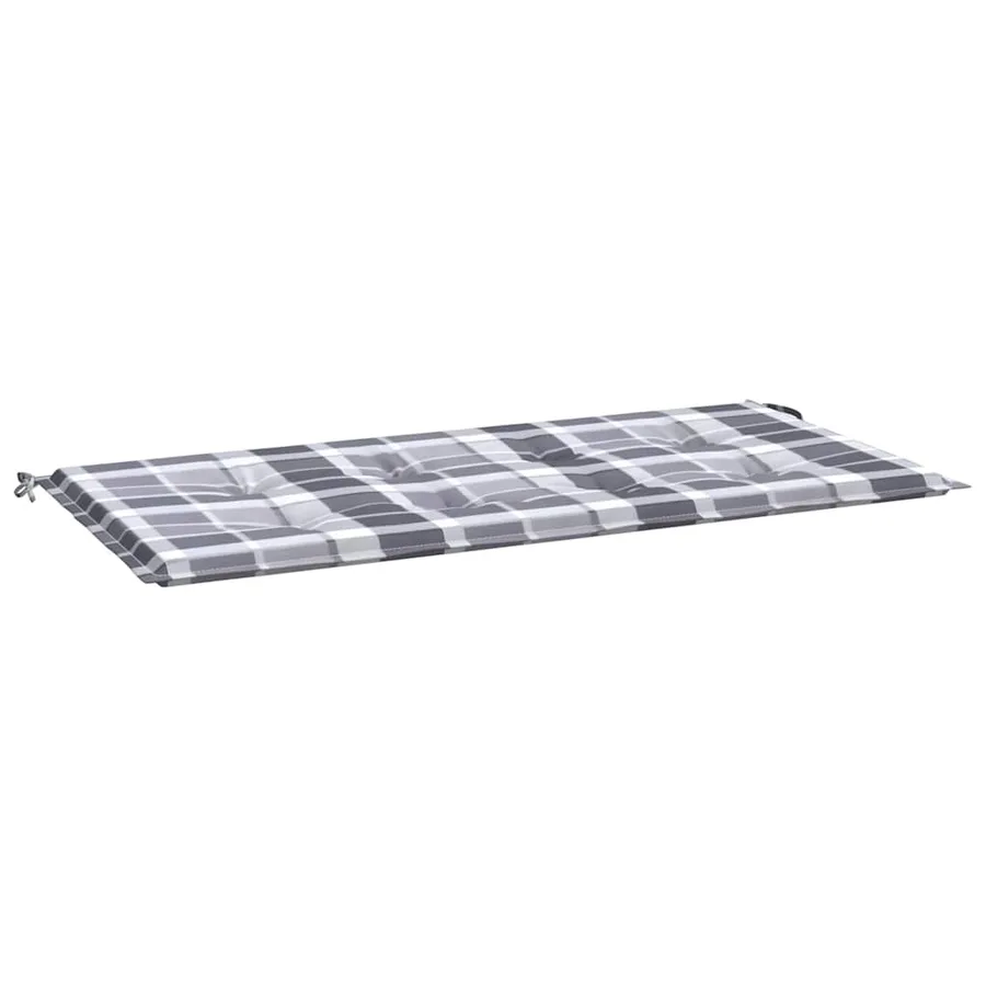 Coussin de banc de jardin motif à carreaux gris 120x50x3 cm - 2