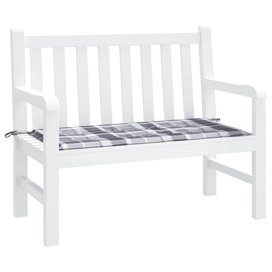 Coussin de banc de jardin motif à carreaux gris 120x50x3 cm - 3