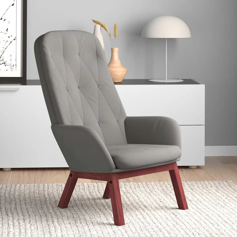 Chaise de relaxation Gris clair Velours
